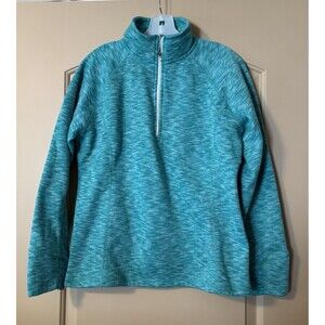 Tek Gear 1/4 Zip Womans Green L/S Fleece Pullover Active  Gym Jacket Size Large